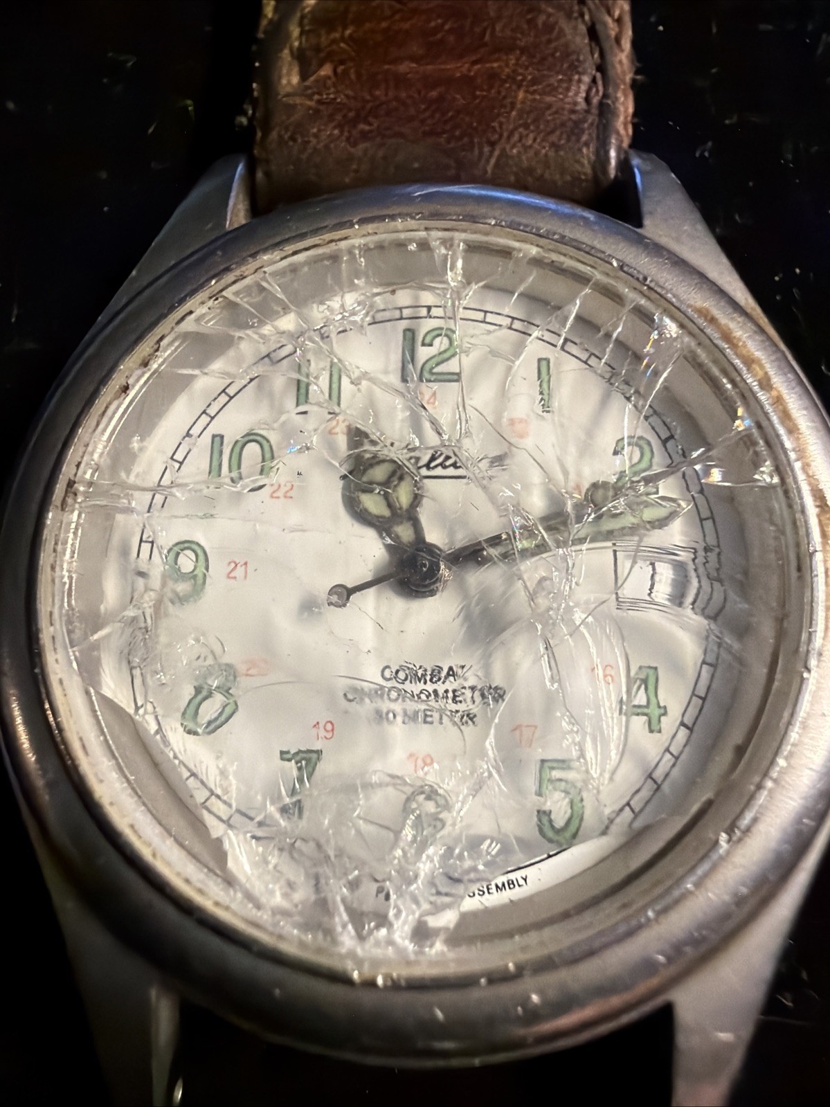 Vintage Mallard Combat Chronometer 50 Metre Watch For Parts Sapphire Broken