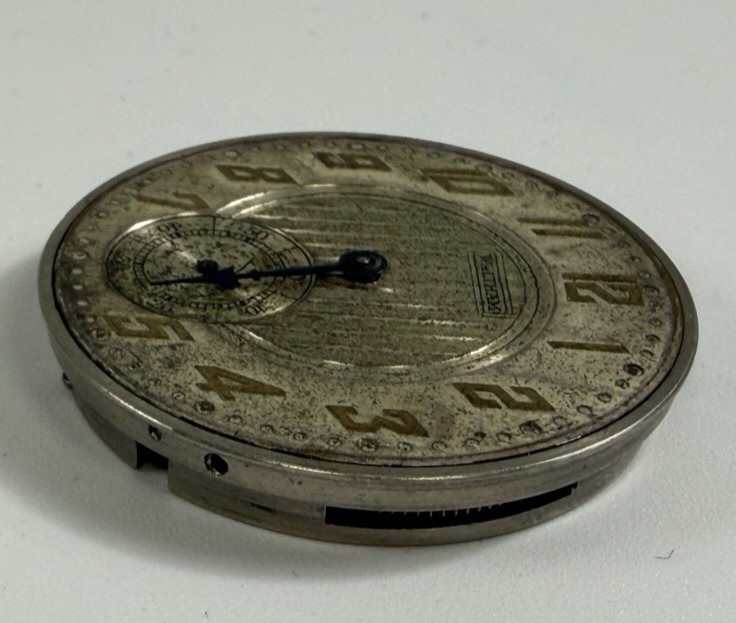 Vintage 1928 Waltham 15 Jewel Pocket Watch Movement Art Deco Dial Parts
