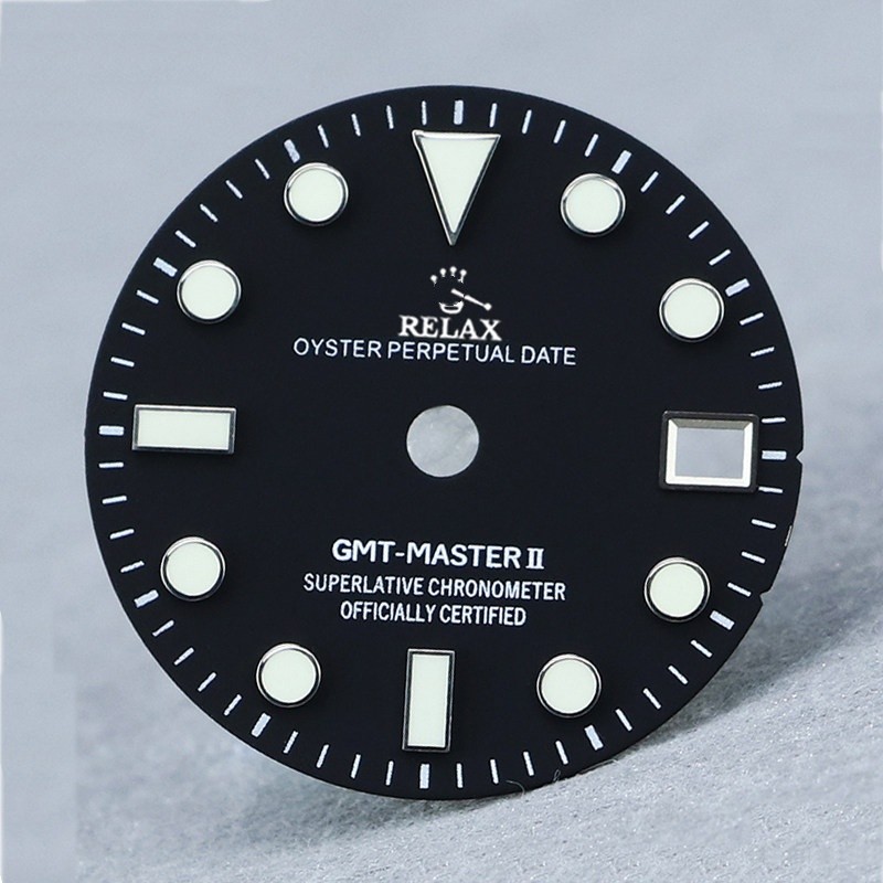 28.5mm GMT Watch Dial Blue Green Luminous For Nh34 Movement Watch Parts