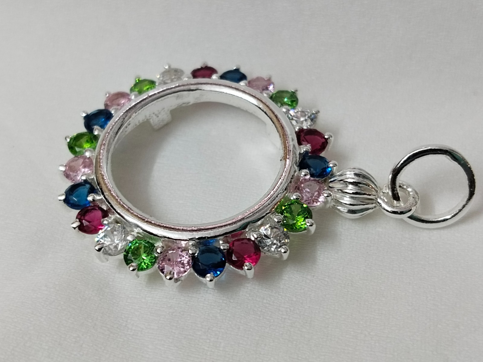 925 Sterling Silver Round CZ Bezel Pendant Handmade Blank Bezel