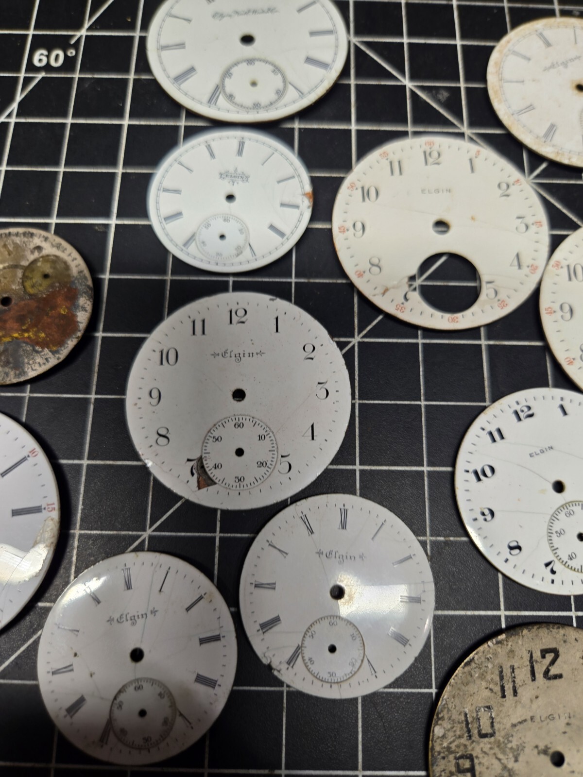 vintage elgin pocket watch dial lot repurpose steampubk craft sub railroad