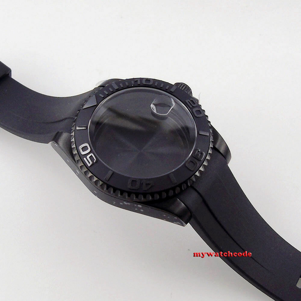 40mm Black Yatch Ceramic Bezel Sapphire PVD Watch Case Fit NH34 NH35 2824 8215