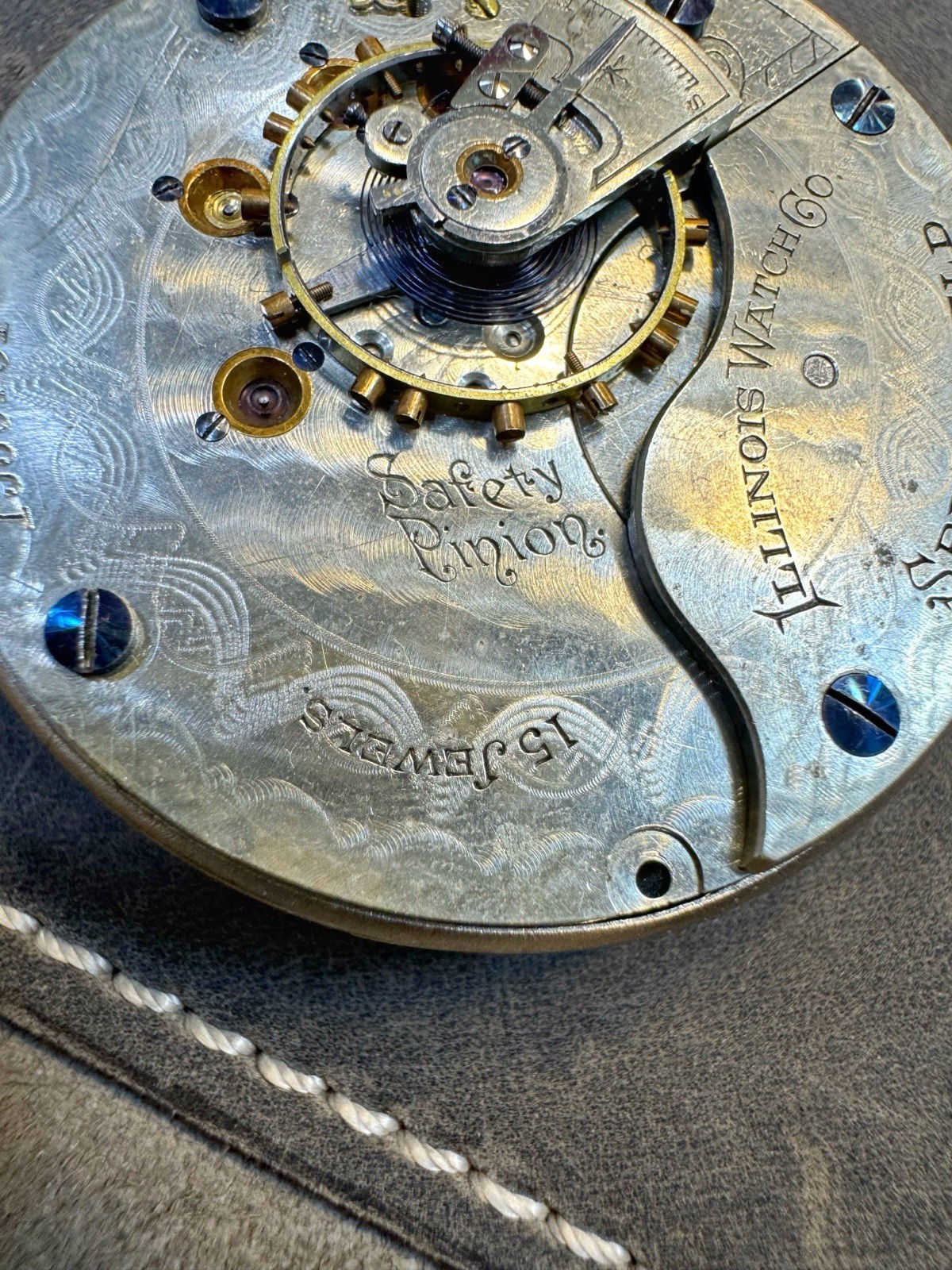 Antique Illinois Watch Company Springfield American Pocket Watch Movement Repair