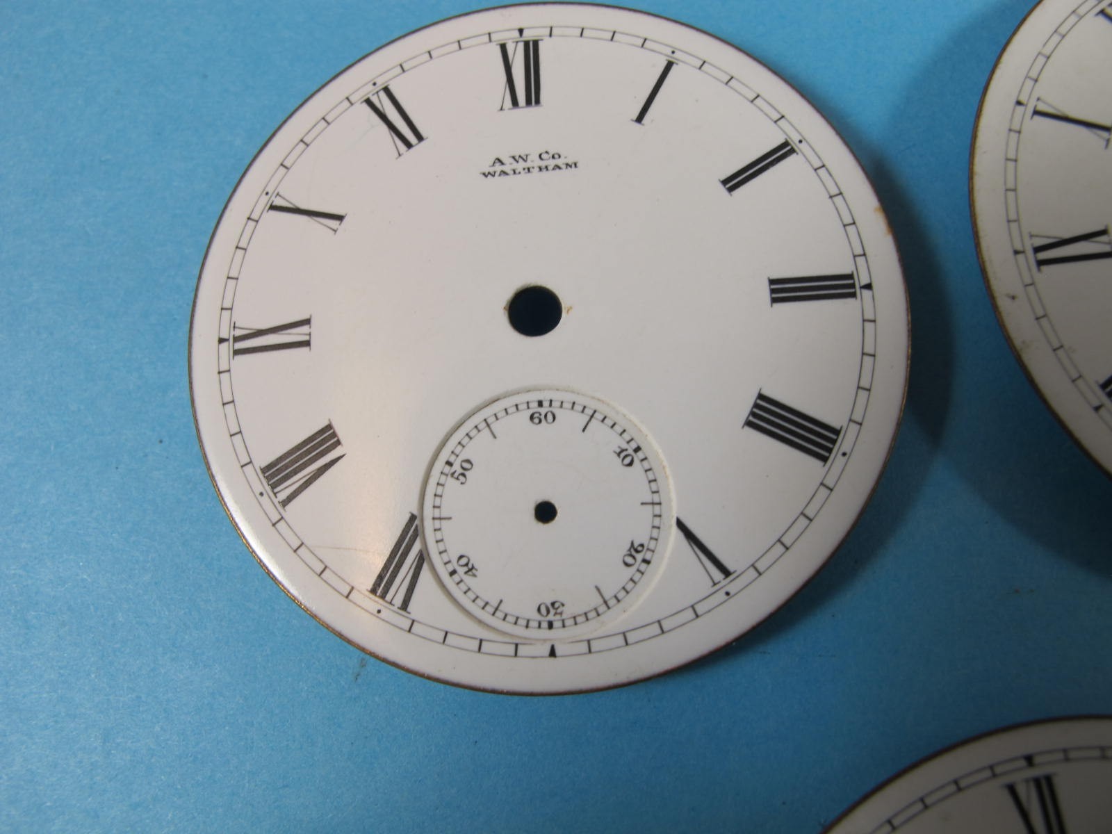 AMERICAN WATCH CO AW CO WALTHAM 18S POCKET WATCH DIAL GROUP OF five