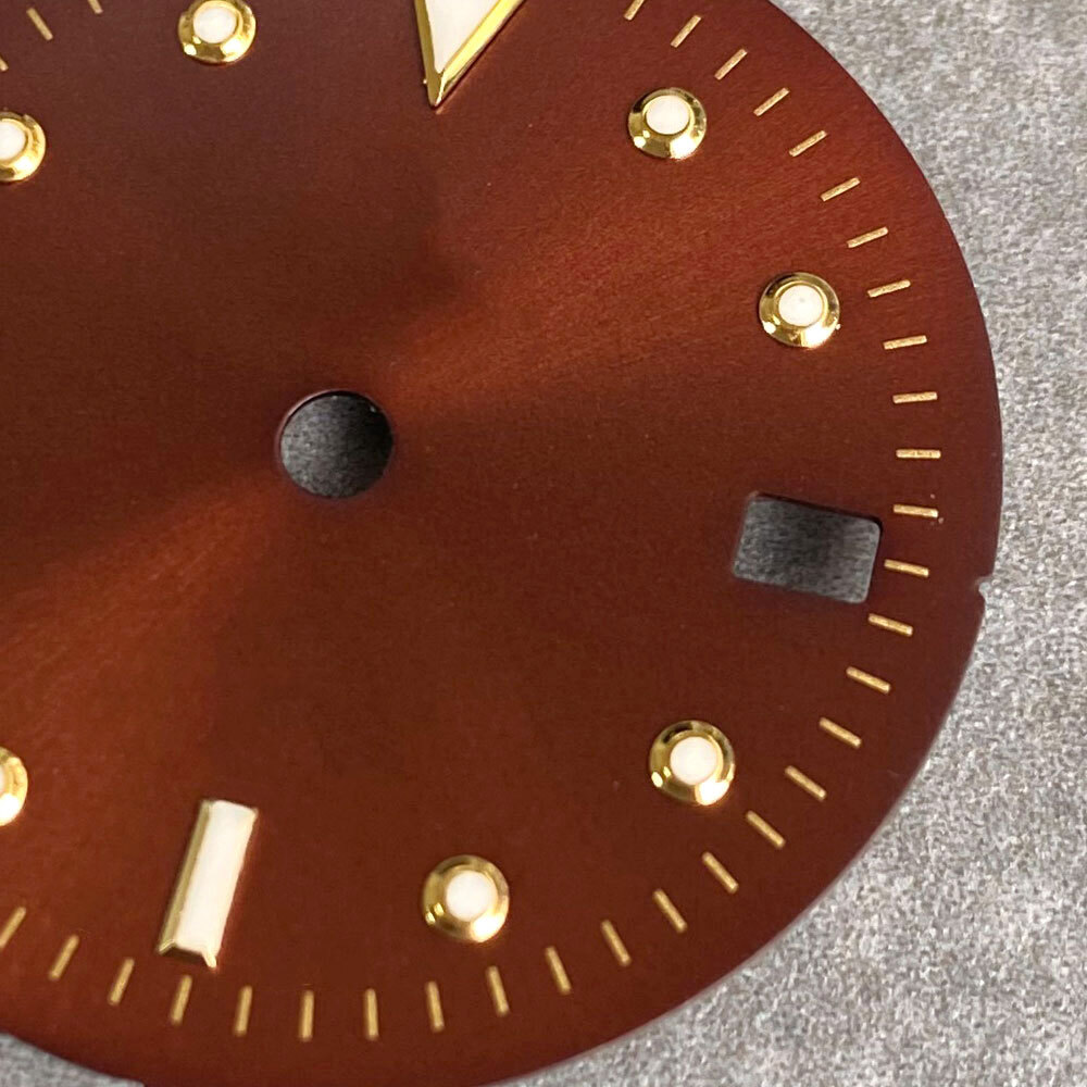 NH34A 29mm Sunburst Brown Watch Dial Gold Hand fit NH34 GMT Accessories Parts