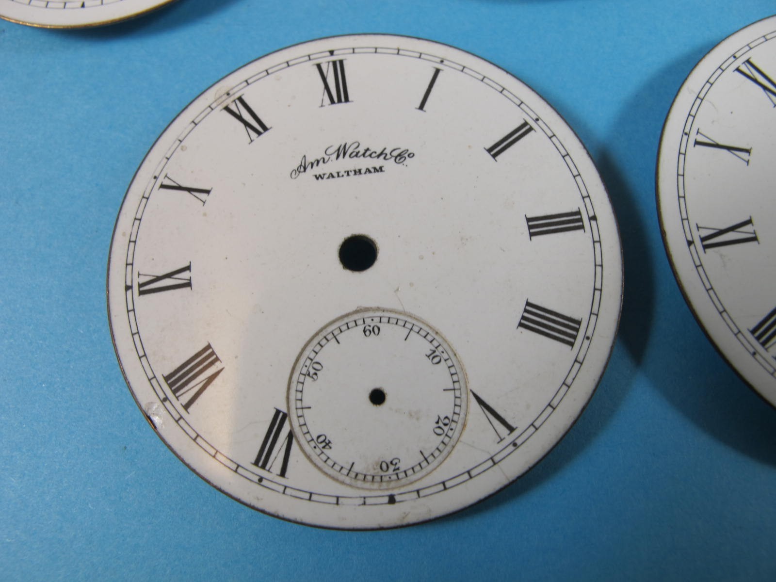 AMERICAN WATCH CO AW CO WALTHAM 18S POCKET WATCH DIAL GROUP OF five