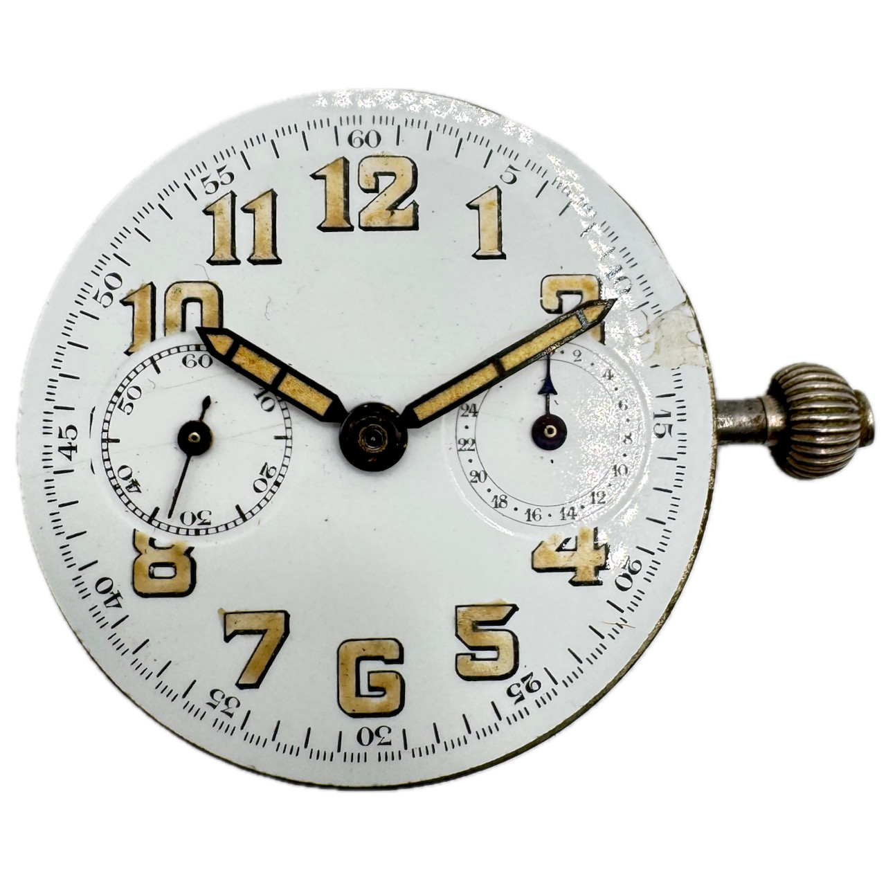 Vintage J.W. Benson London Trench Monopusher Chronograph Pocket Watch Movement