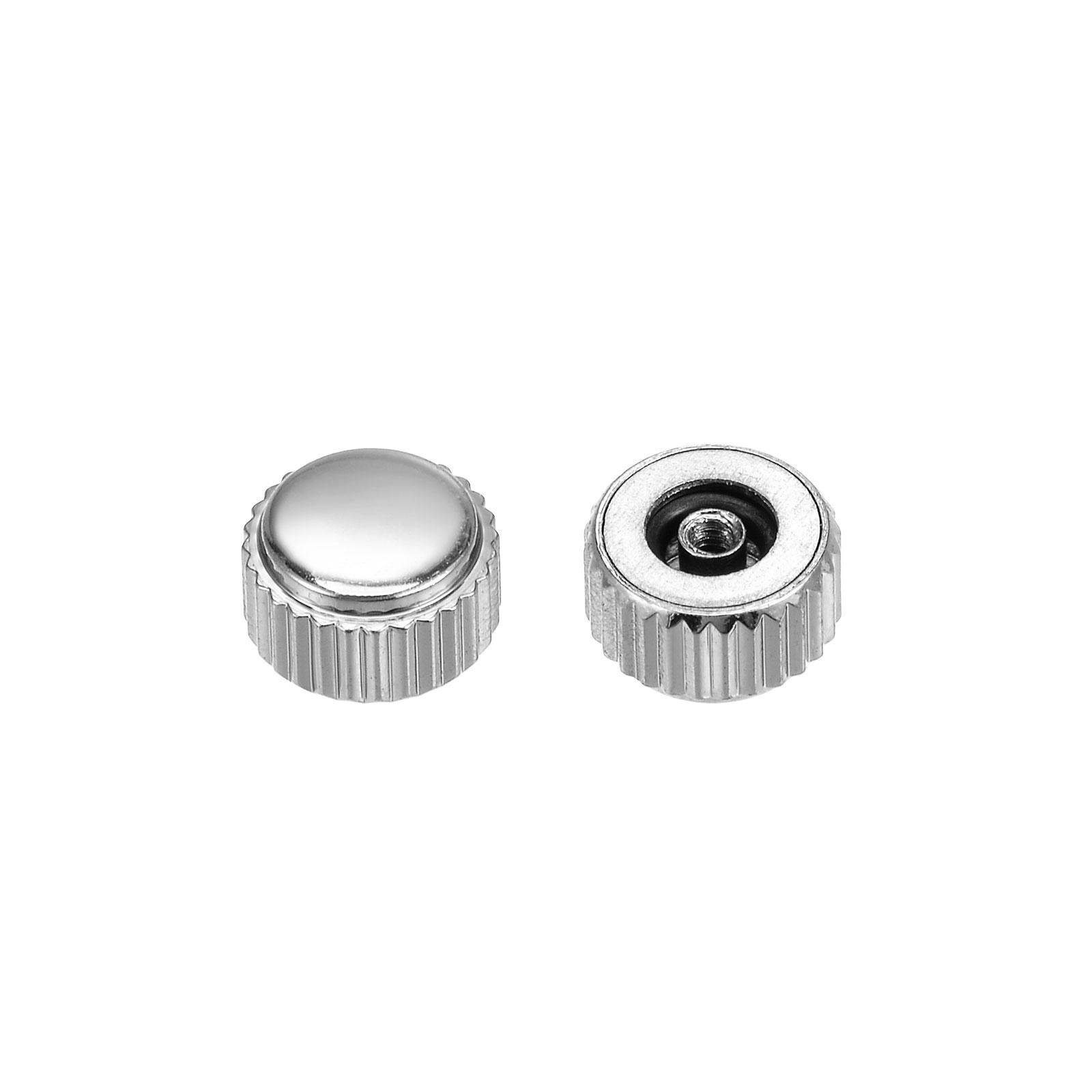 2Pcs 4.5mm Watch Crown Parts SUS304 Flat Short Stem 2mm ID Silver Tone