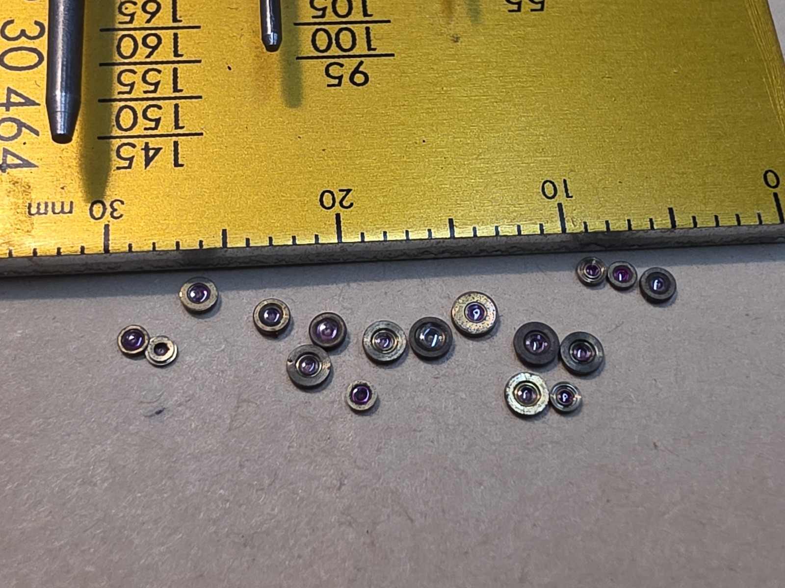 Lot Of 17 Elgin Bracelet Watch Balance Hole Jewels With A Mix Of Sizes