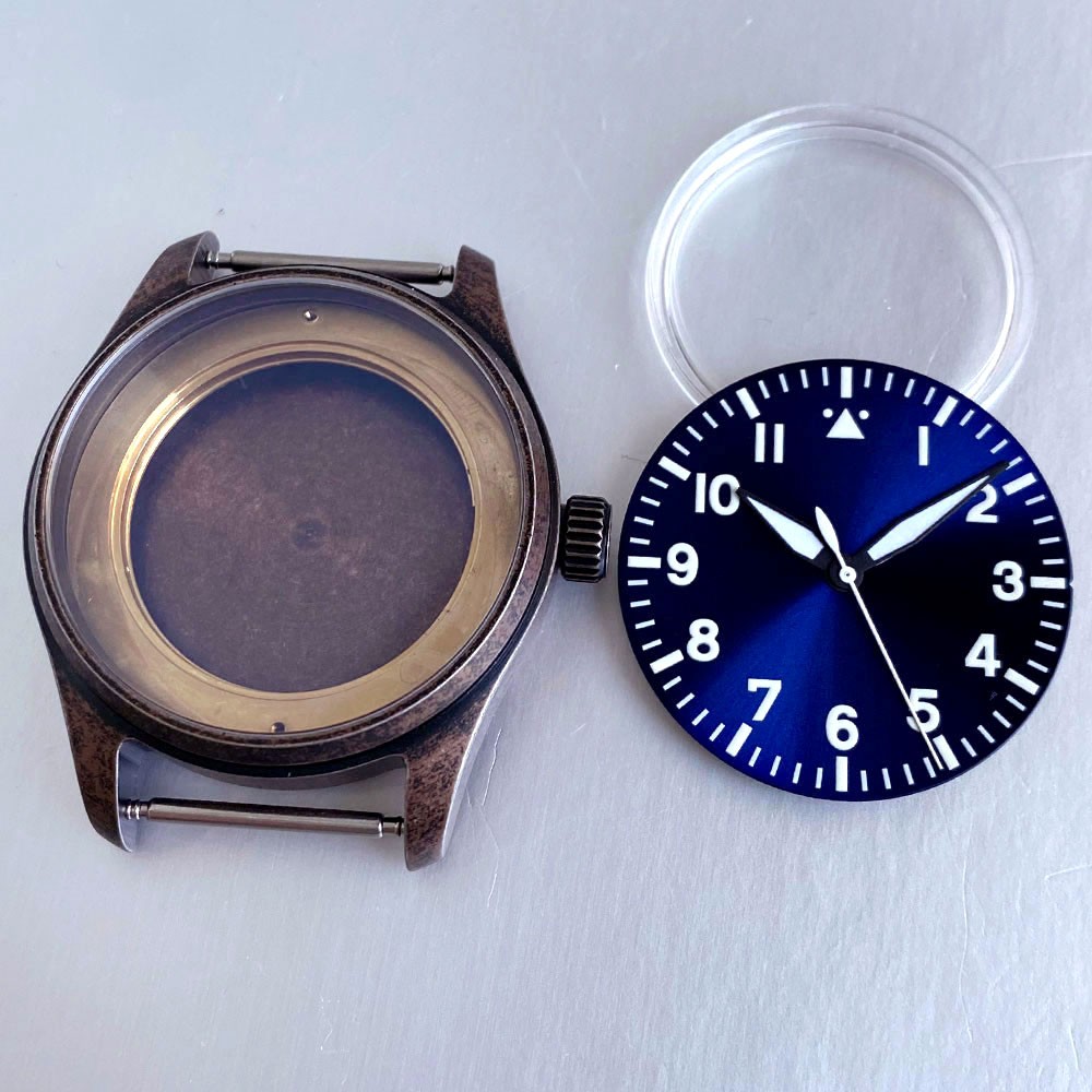 39mm PVD Coating Sapphire 20ATM Diver Pilot Steel Watch Case Fit NH35 PT5000