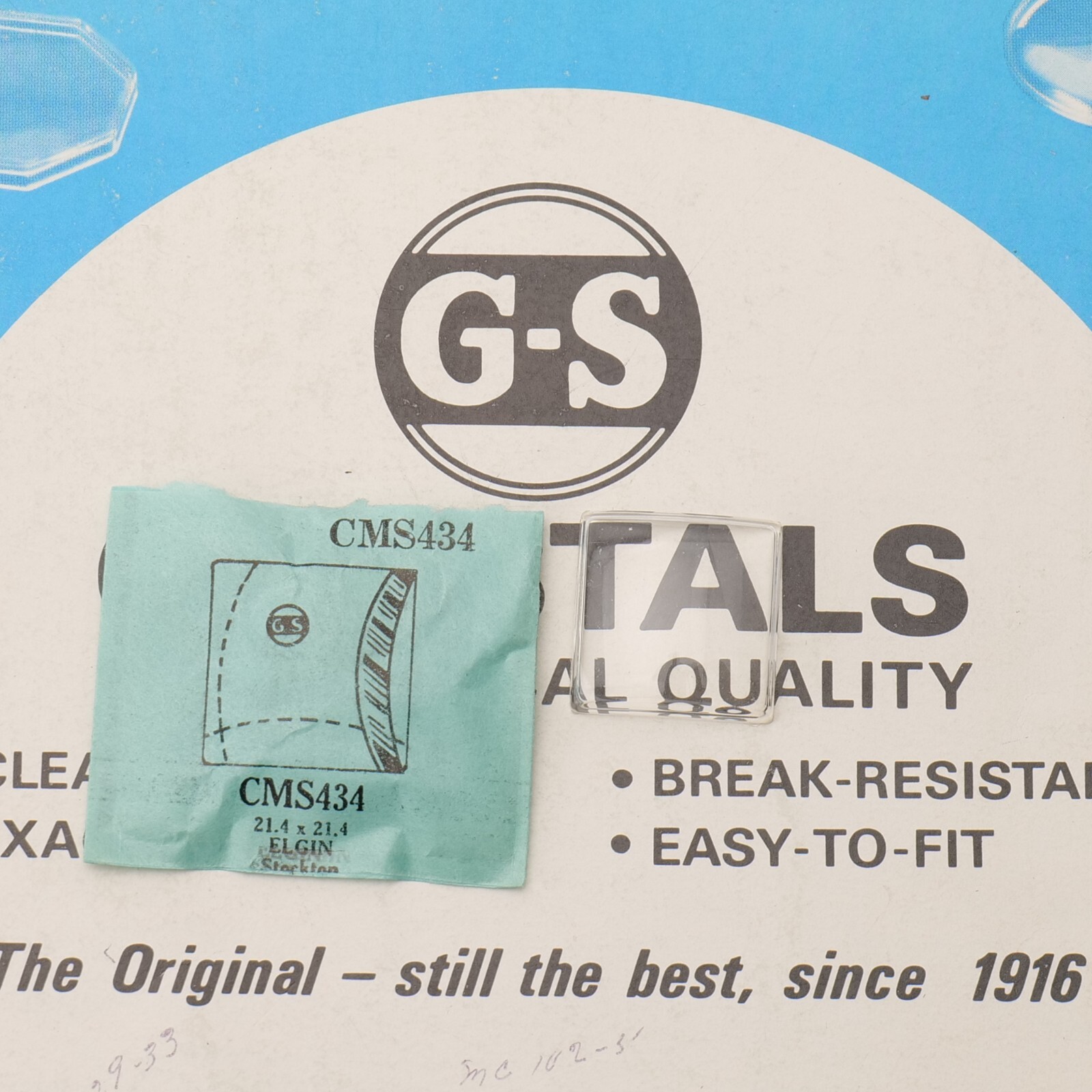 VIntage NOS GS Watch Crystal CMS434 Elgin Stockton – 21.4 x 21.4mm NEW (MS)