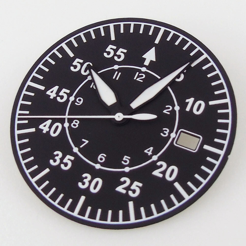 39mm sapphire glass pilot Watch Case black luminous dial fit NH35 NH36 MOVEMENT