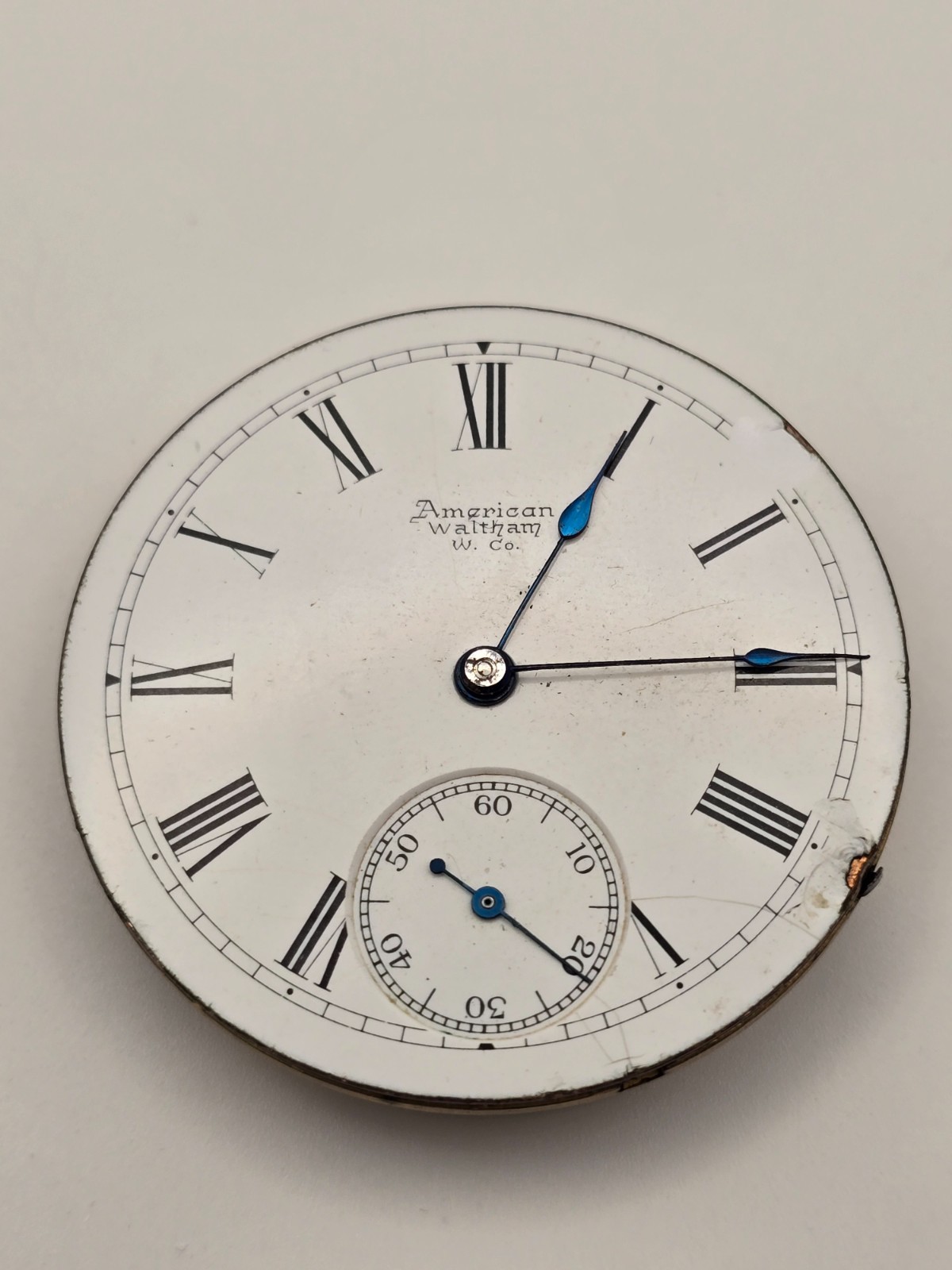 Antique American Waltham Pocket Watch Movement Dial Hands Parts Repair 42mm