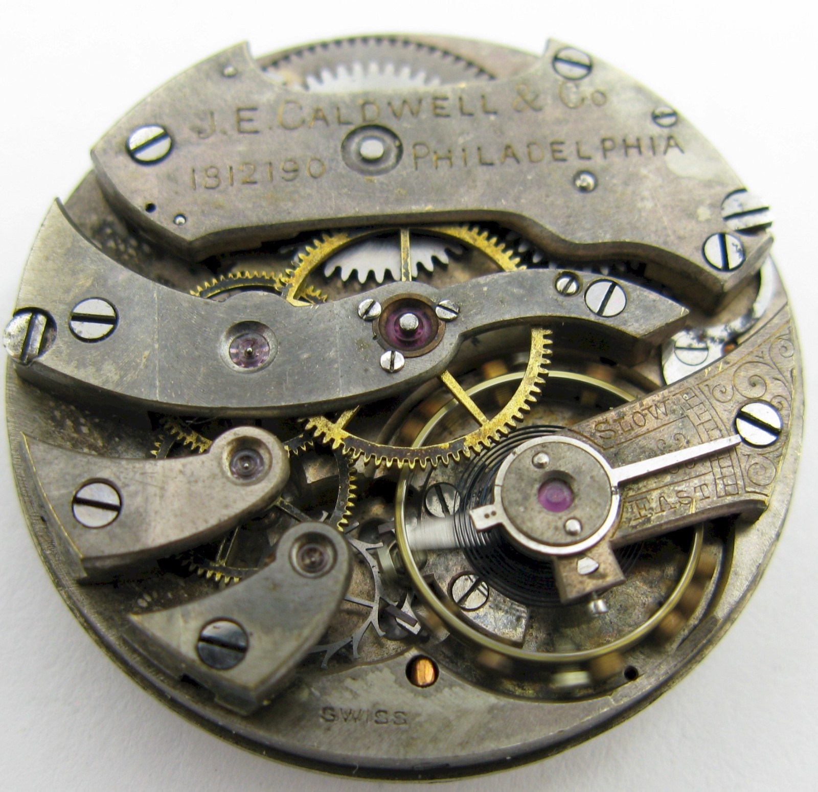 Longines for J.E. Caldwell Phila. PA 17 jewels watch movement for parts