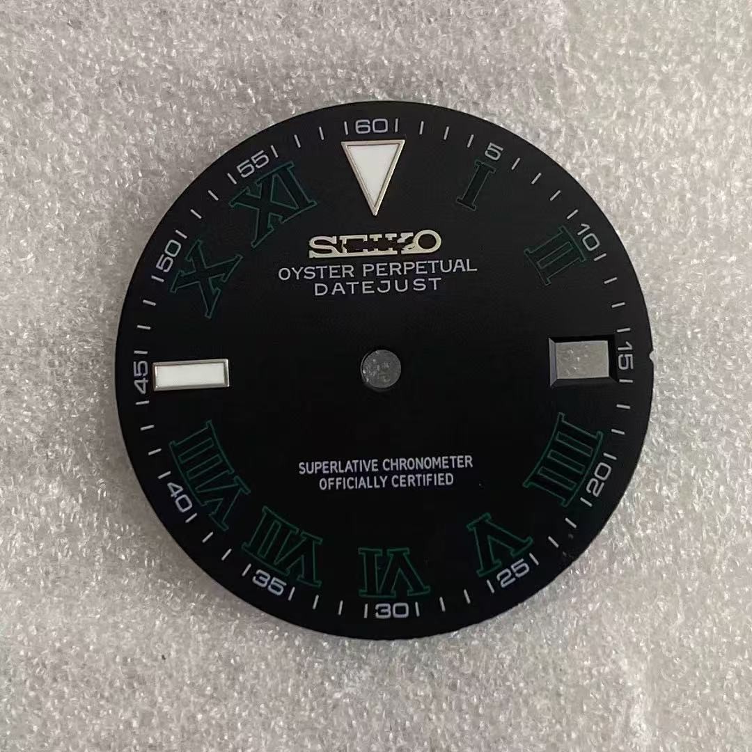 28.5mm Green Ice Blue Luminous Watch Dial For NH35/NH36 Movement