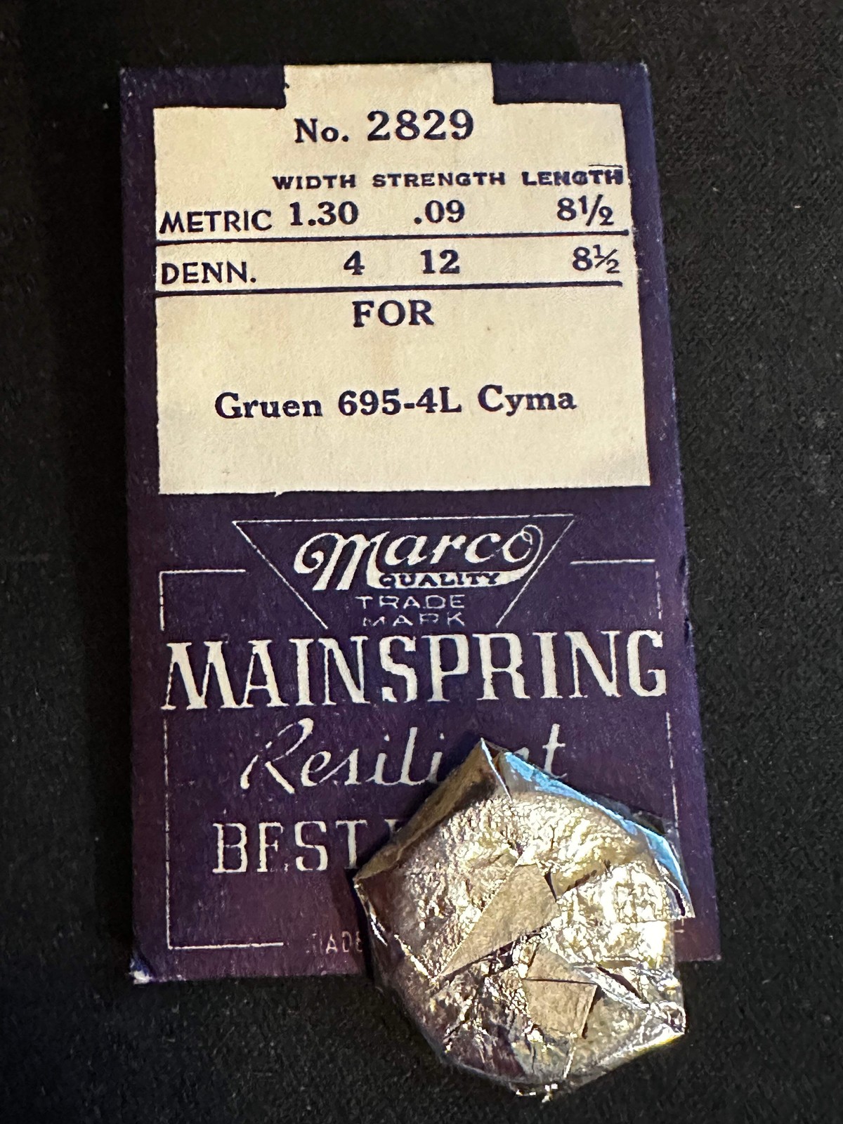 Marco Mainspring #2829 for Peseux 10, 120, 130, 210, Aurore 17T, Gruen 675, Mido