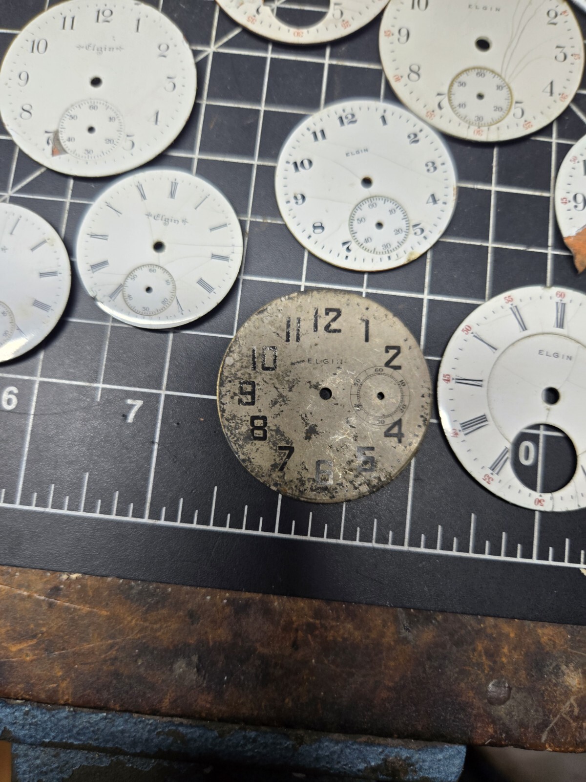 vintage elgin pocket watch dial lot repurpose steampubk craft sub railroad