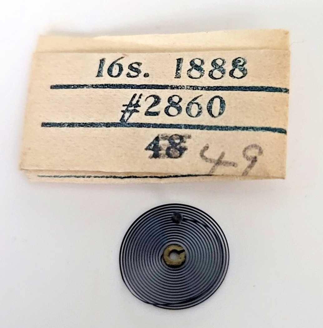 NOS Waltham 16s Pocket Watch Hairspring 1888 #2860 49 – WP1-09