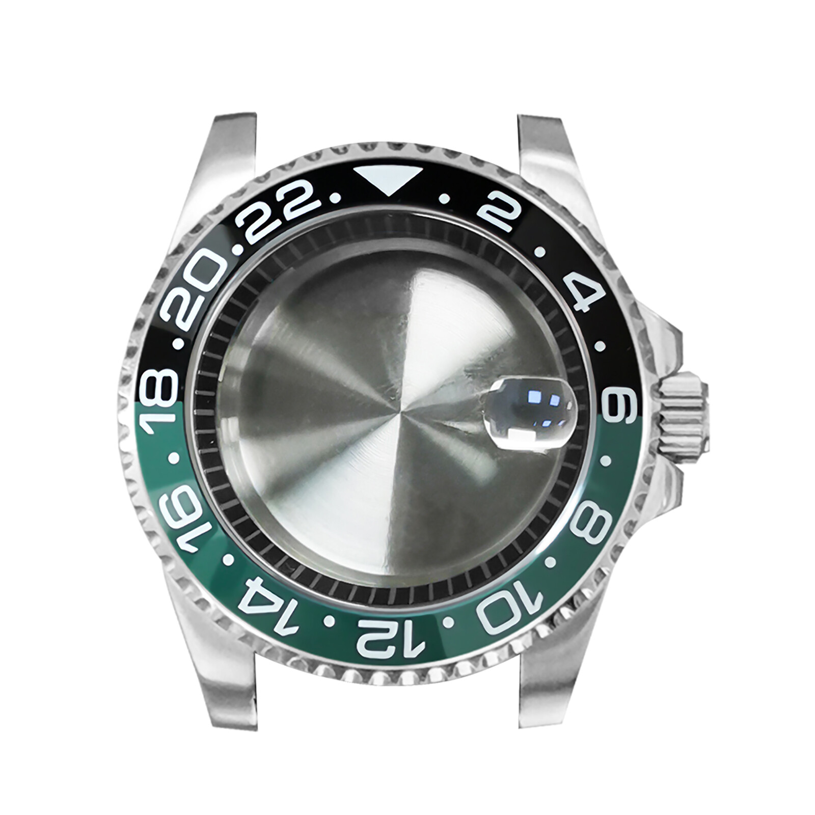 40MM Steel Watch Case Black Inner Ring Sapphire Magnifying Glass for NH35/NH36