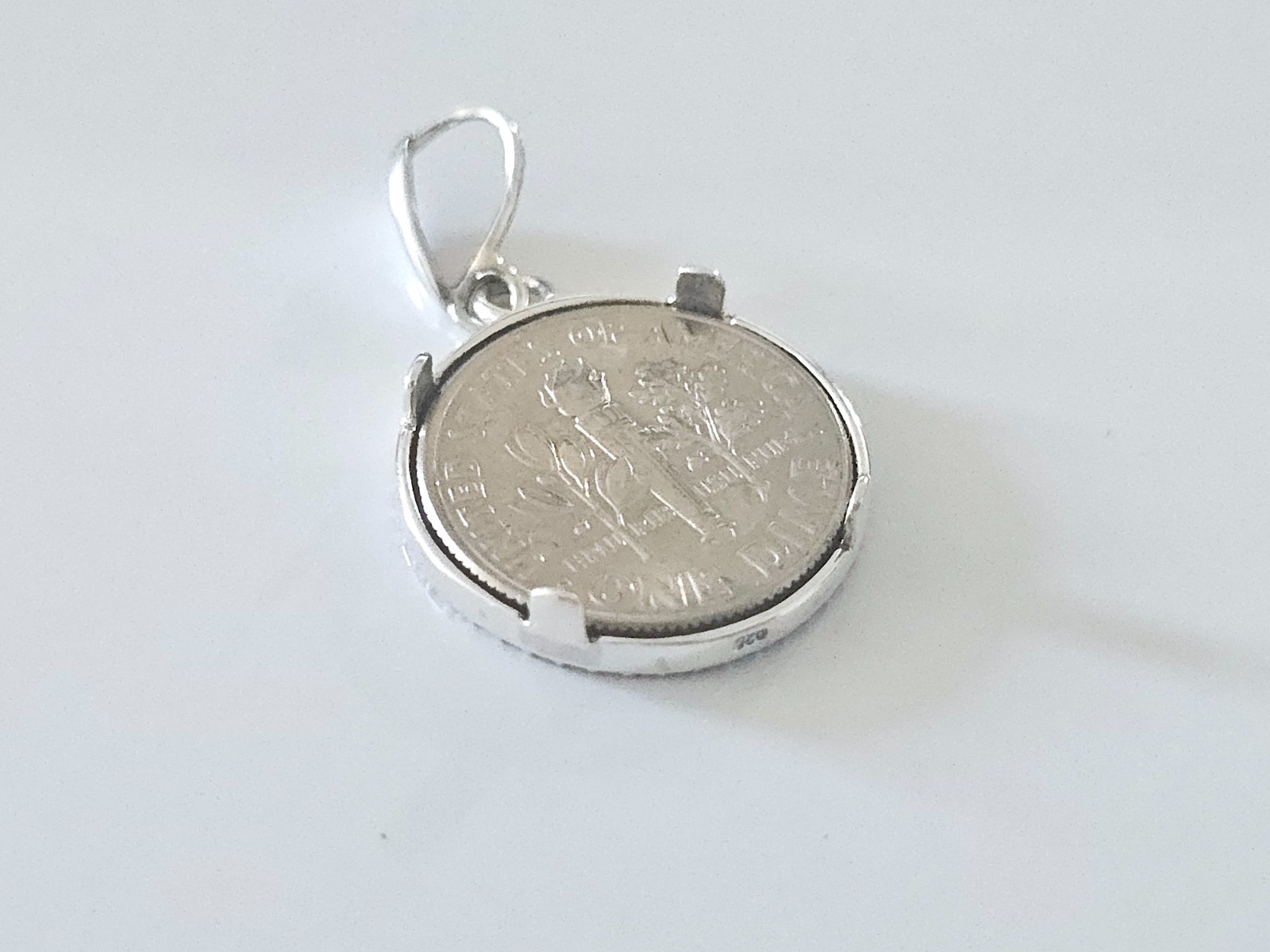 925 Sterling Silver Prong Back Illusion Edge Bezel for 18mm Dime 10 Cent Coins
