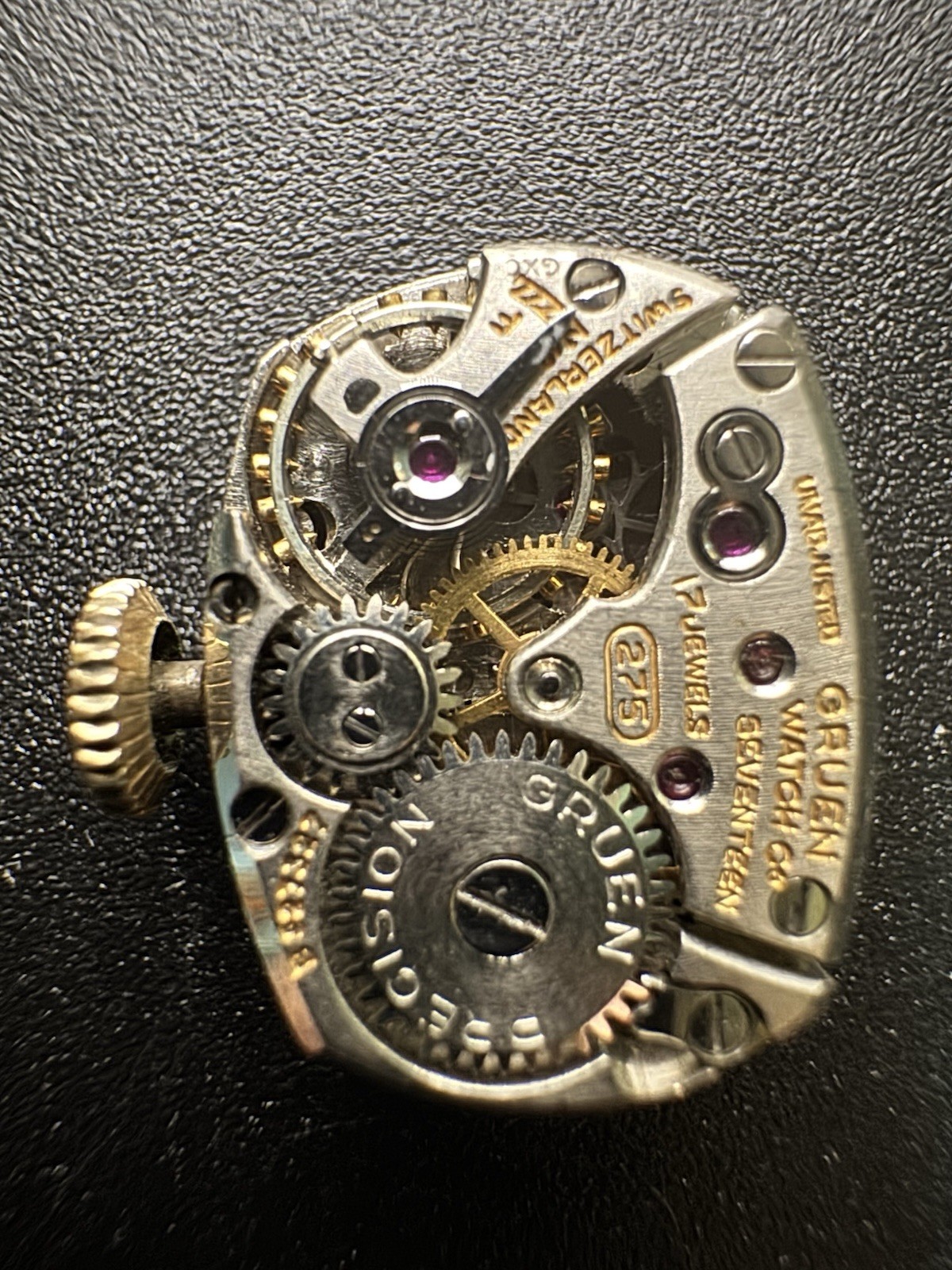 Gruen Precision 275 Watch Movement Dial 17 Jewels Swiss Made Untested For Parts