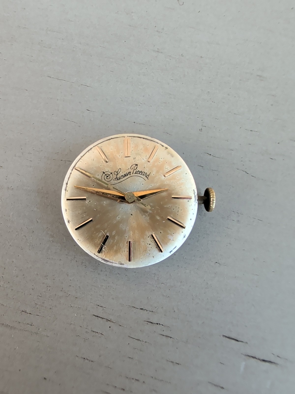 Lucien Picard Watch Movement Swiss 17 Jewel AXU 24mm Gold Dial Ticking