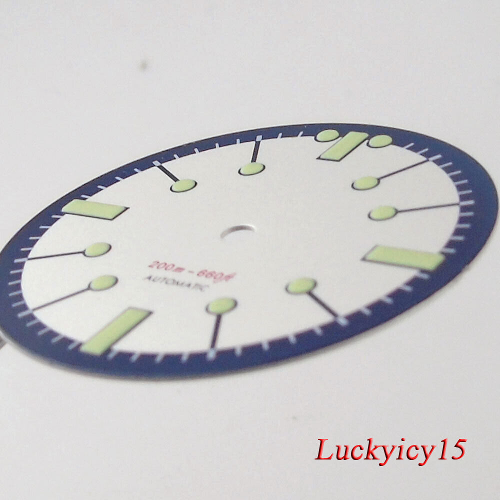 Tandorio 31MM 3.8/4.1 o’clock White Watch Dial Green Lume Marks Fit NH35 NH36