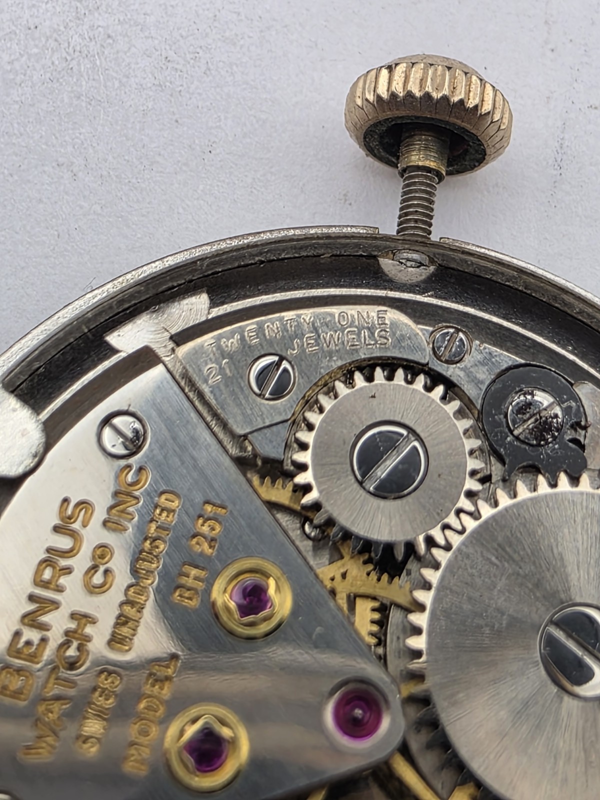 Benrus BH 251 21 Jewel Swiss Watch Movement – Good Balance Lot 247