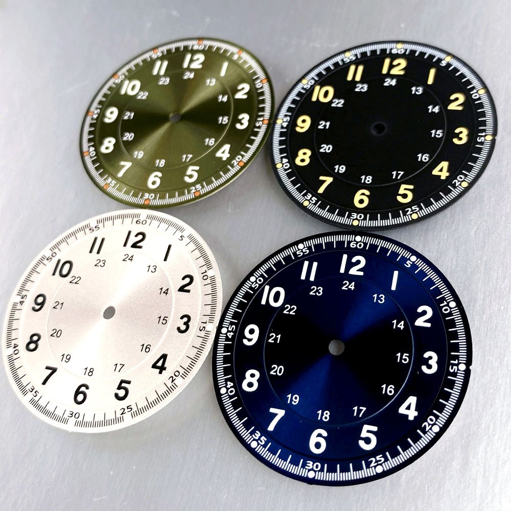 33.5mm Black Silver Blue Watch Dial Hand Lume Fit NH35 NH36 Miyota 8215 PT5000