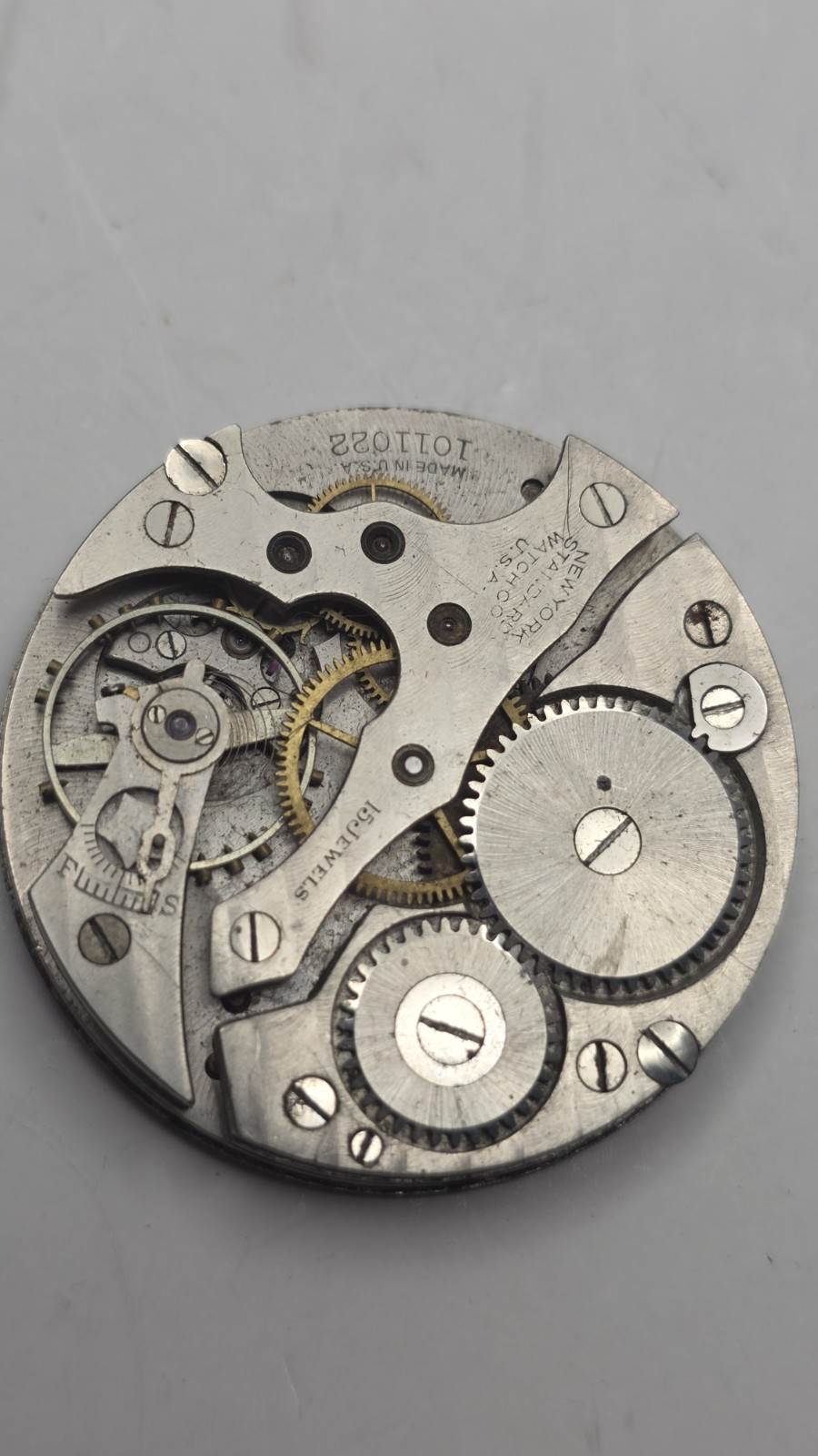 1922 New York Standard 10s 15j Model K Pocket Watch Movement For Repair/Parts