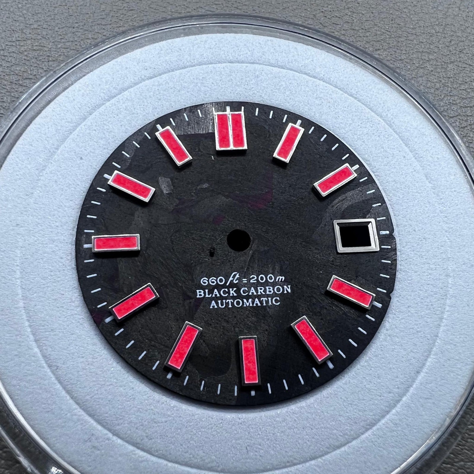 Red Painted Nail C9 Lume 28.5mm Watch Dial Carbon Fiber Black for NH34 NH35