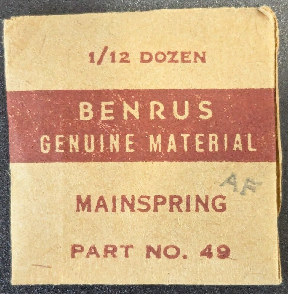 NOS NEW Genuine Benrus Watch Cal. AF Mainspring Part# 49