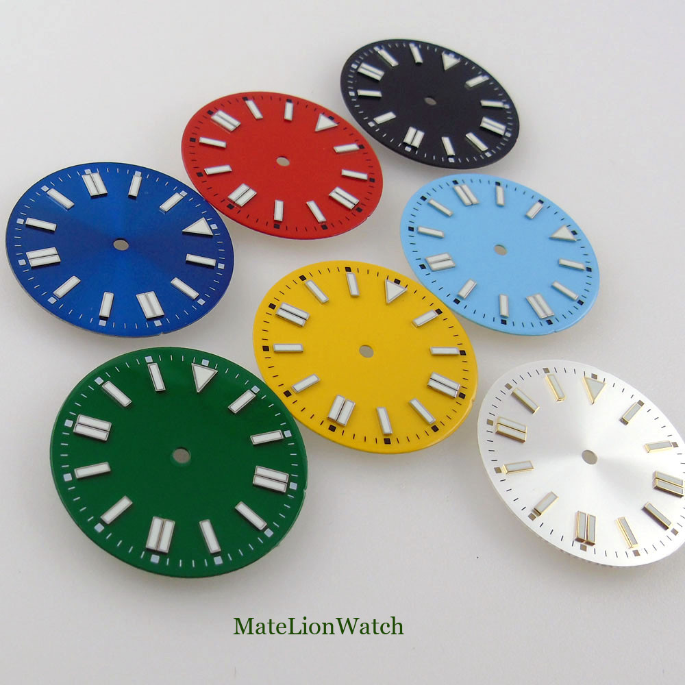 31mm/28.5mm Watch Dial Fit For NH35/NH35A Miyota 8215 821A ETA 2824 Blue Lume