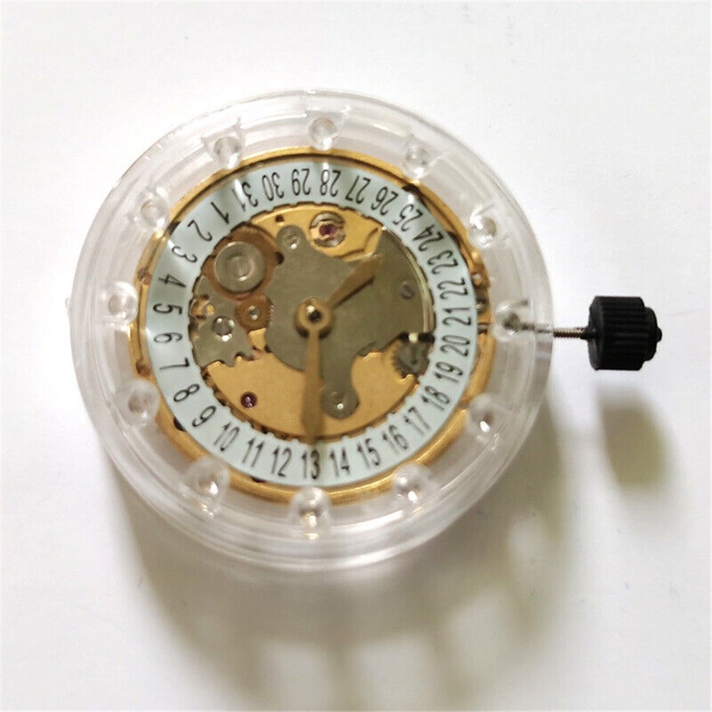 Gold 3 hands Single Calendar Automatic Mechanical Movement Replacement For 2824