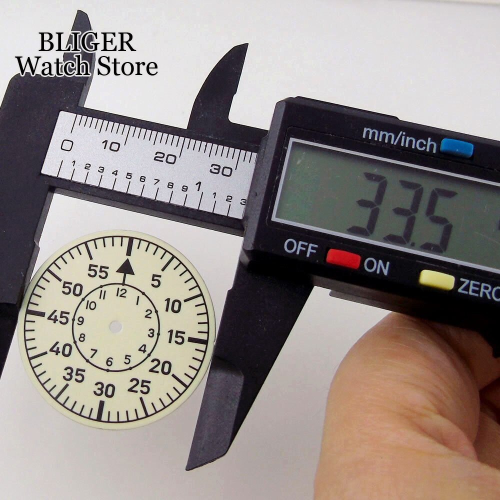 Full Lume Dial 33.5mm Watch Dial Beige fit NH35 NH36 Movement Watch Accessories