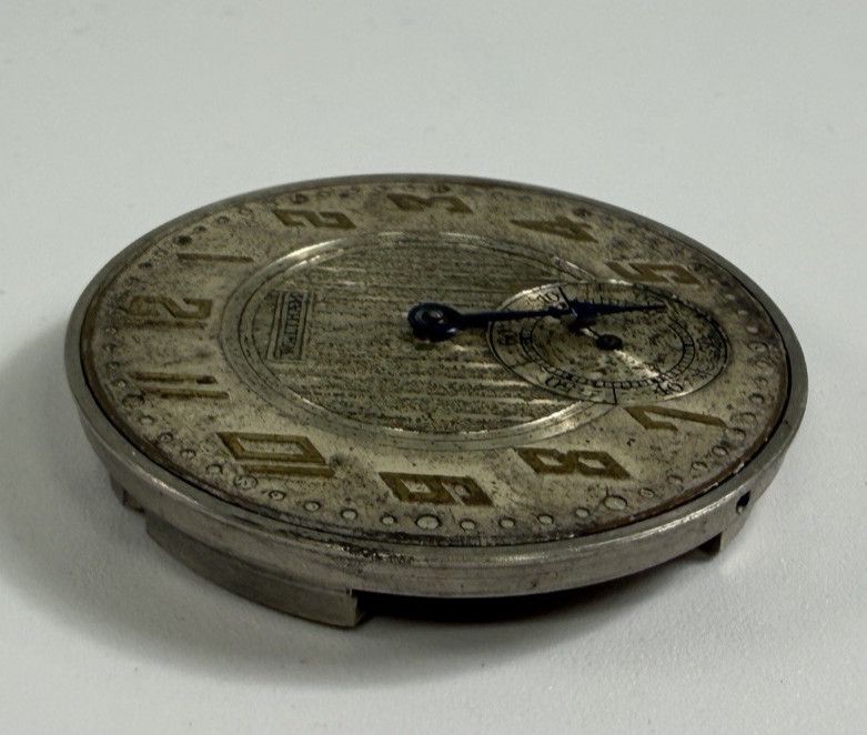 Vintage 1928 Waltham 15 Jewel Pocket Watch Movement Art Deco Dial Parts