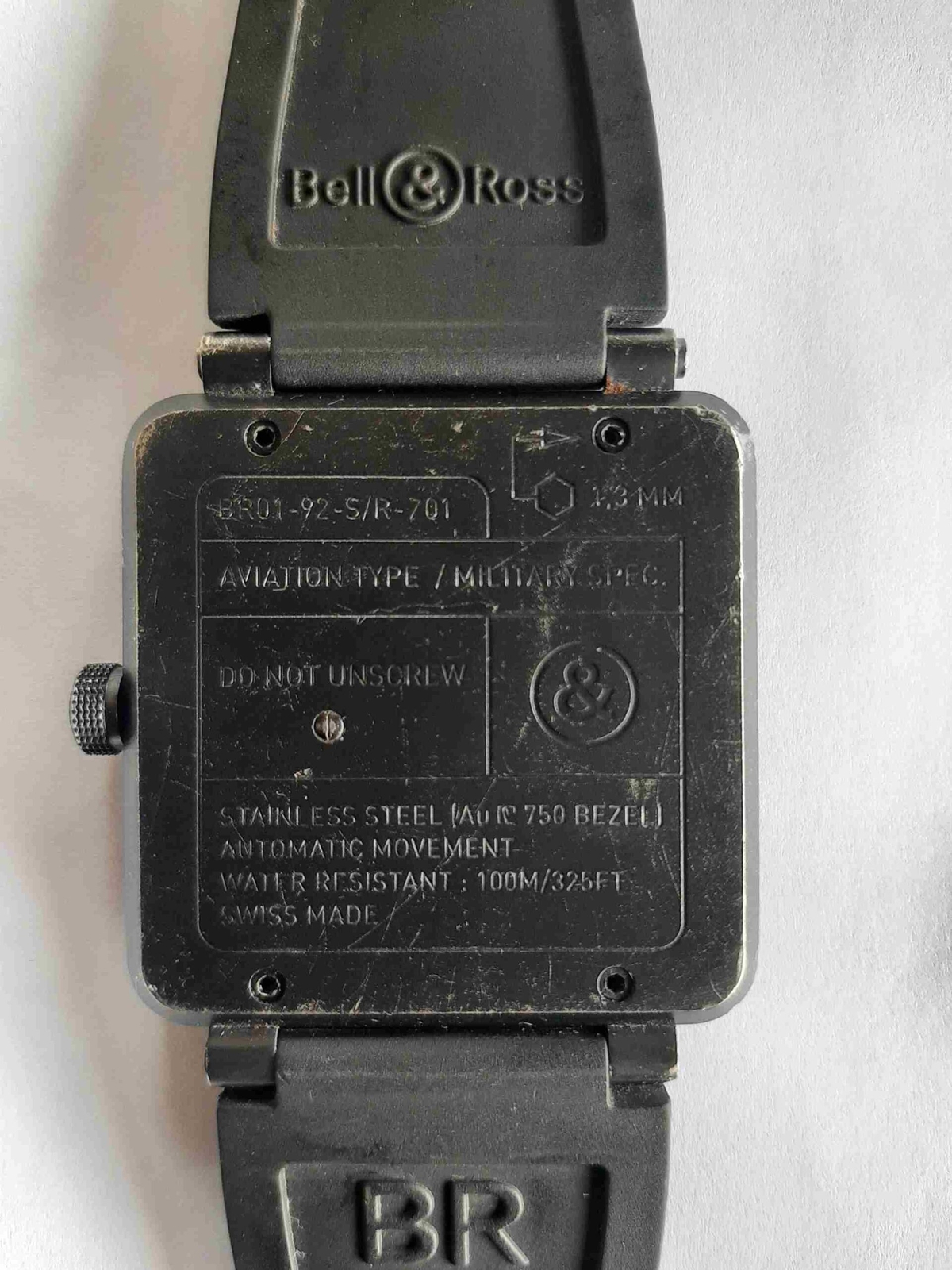 BELL & ROSS BR01-92 Military Gold & Steel Watch. Ref: BR01-92-S/R-701