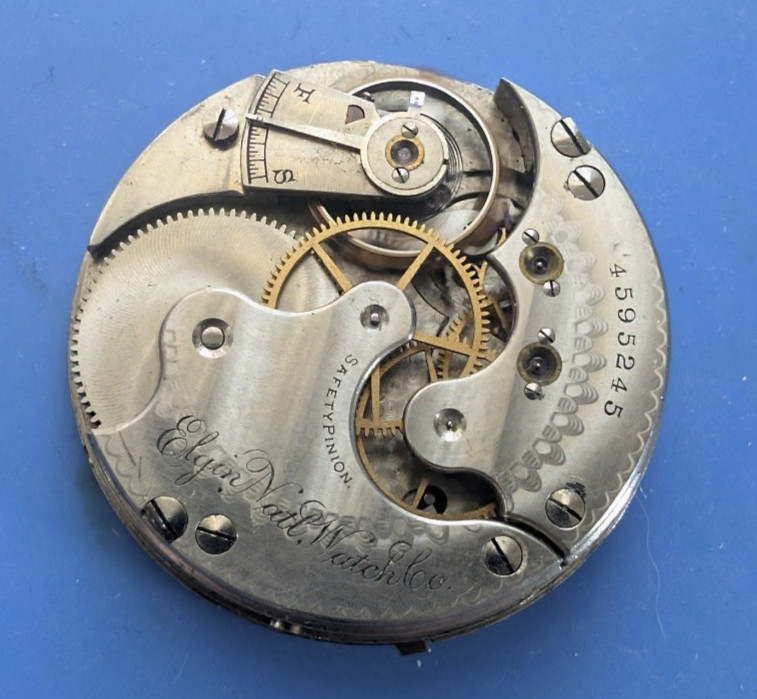 VINTAGE 6S ELGIN GRADE 120 HUNTING CASE POCKET WATCH MOVEMENT RUNNING