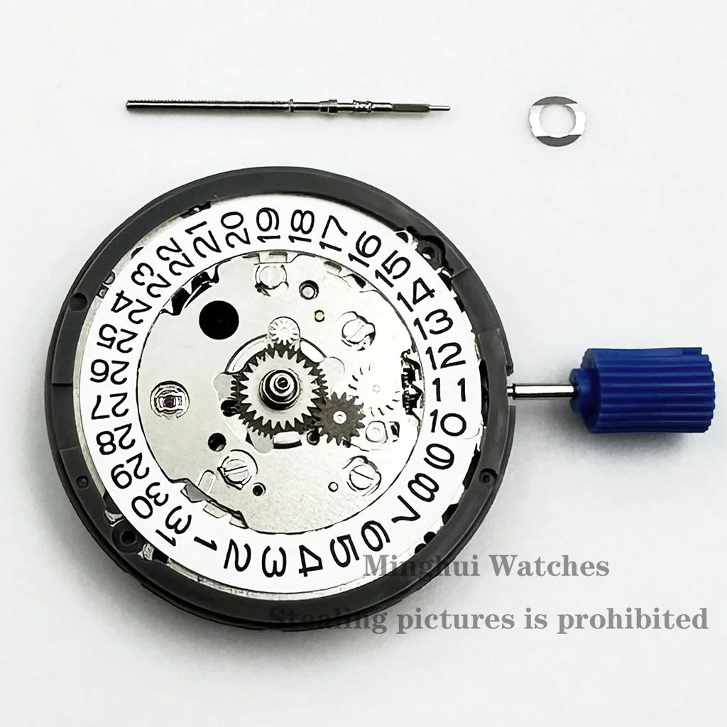 White Calendar 24 Jewels High Accuracy NH34 Mechanical Movement Winding NH34 Aut