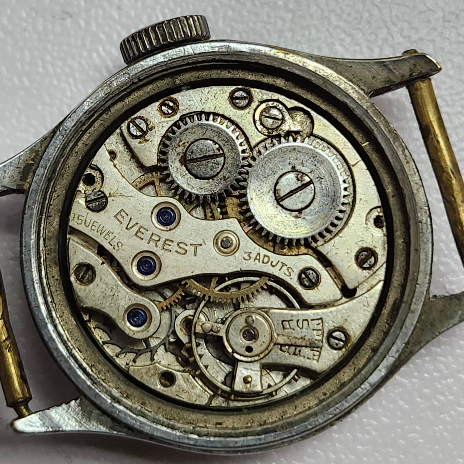 Mido Waterproof Sector Dial Watch Case & 15J Everest Swiss Movement Parts
