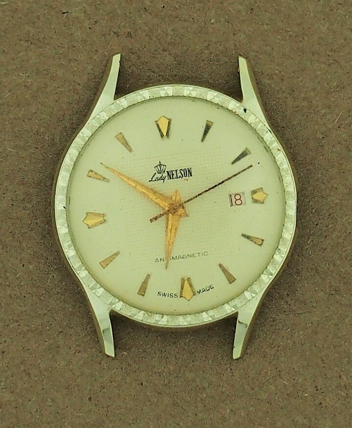 Vintage Lady Nelson Aluminum Watch Case & Dial – NO MOVEMENT