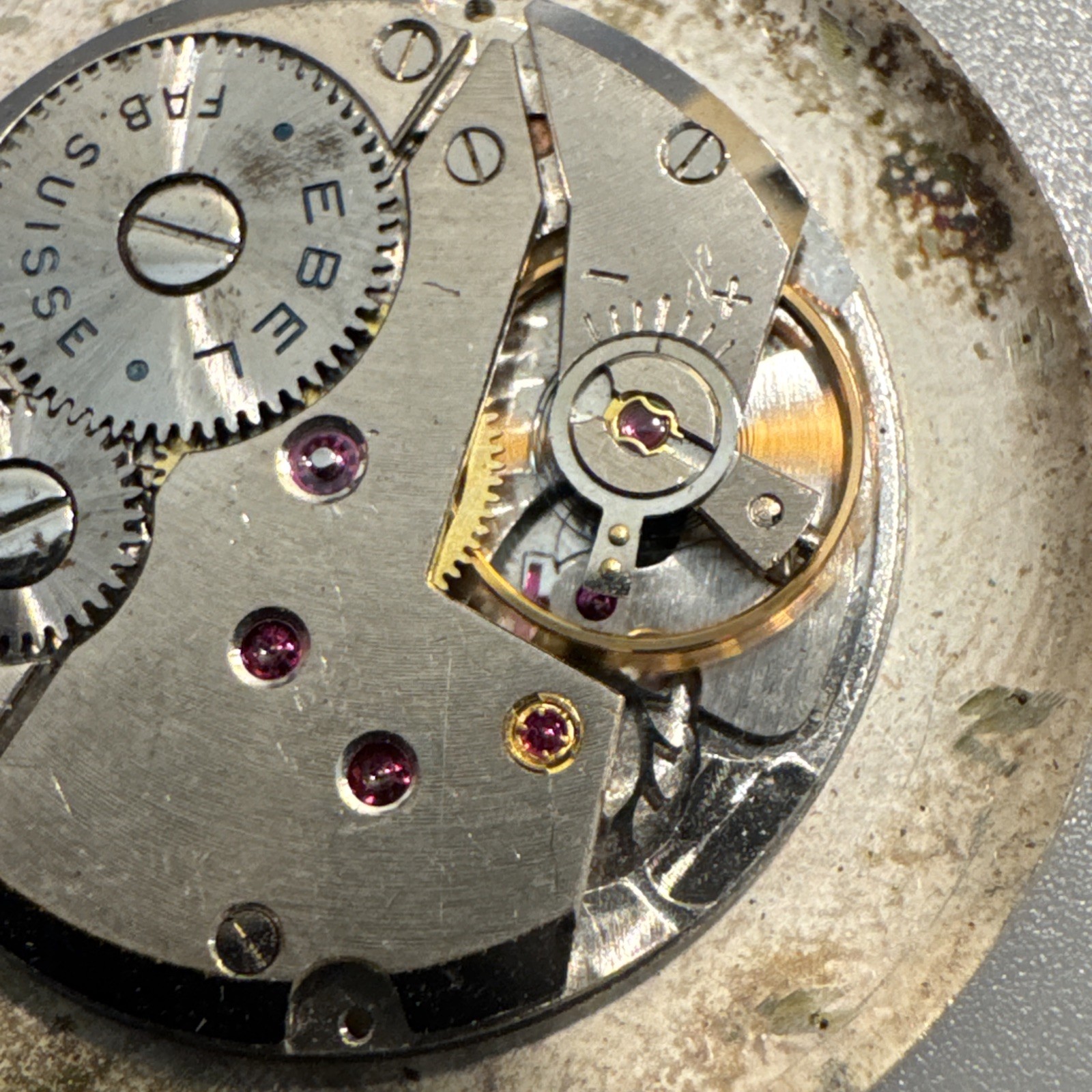 Works! Vintage Ebel Fab Suisse Men’s Wind Up Watch Movement Dial Face Hands