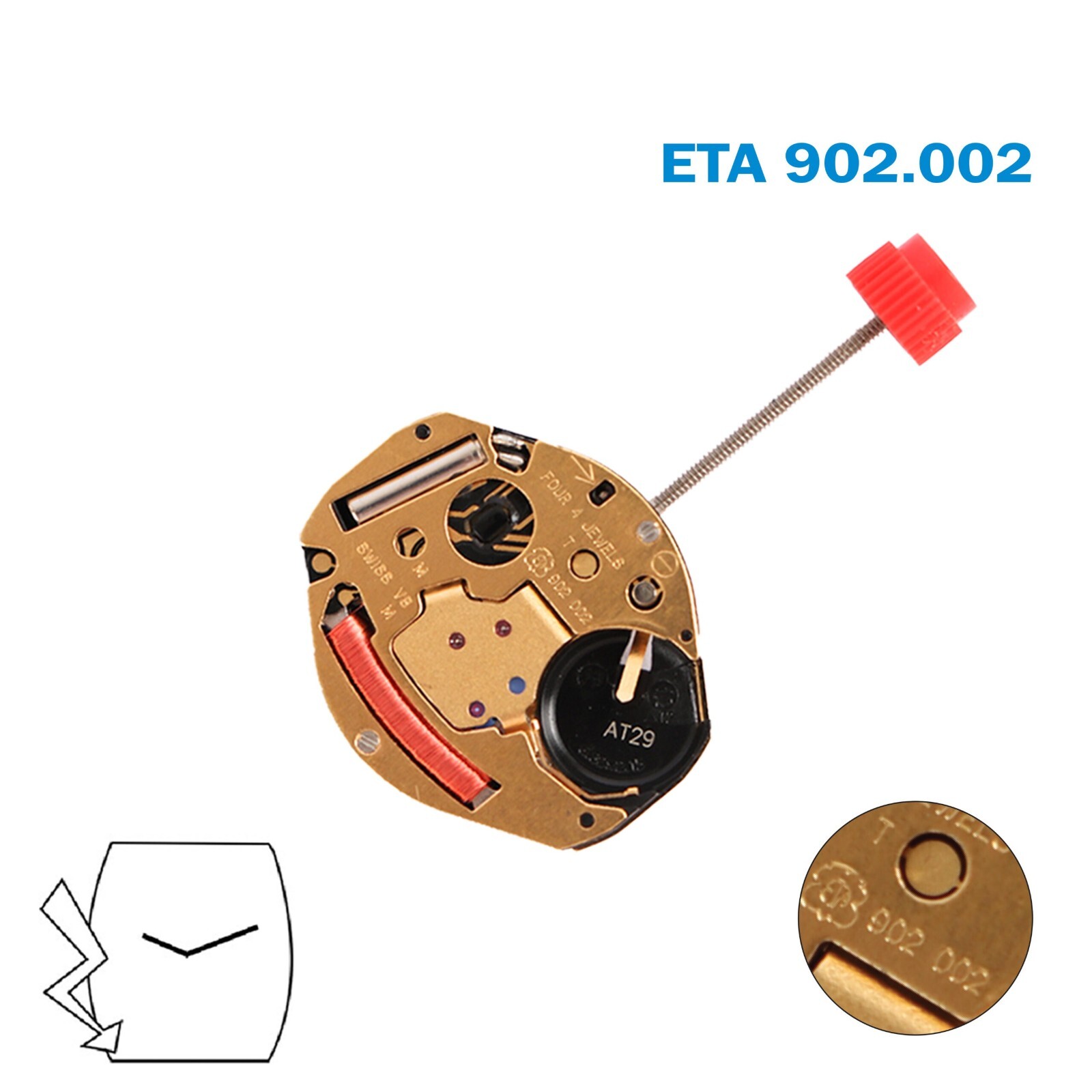 ETA 902.002 Swiss Quartz Movement, Without Disk, 2 Hands .