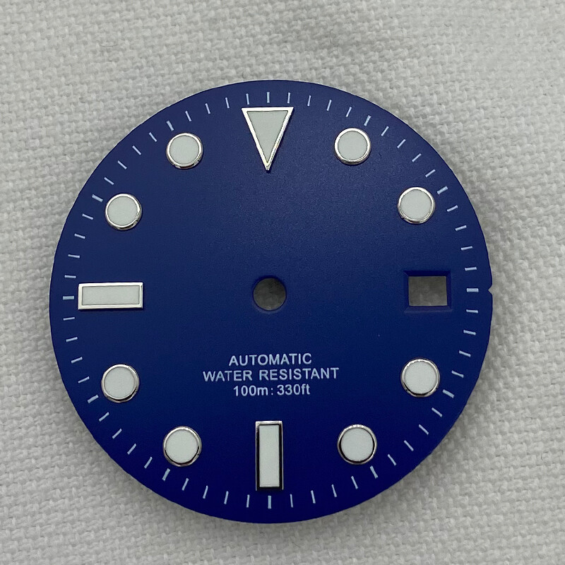 28.5mm NoLogo Watch Dial Ice Blue Lume For Nh35 Nh36 8215 Eta2824 Movement Parts