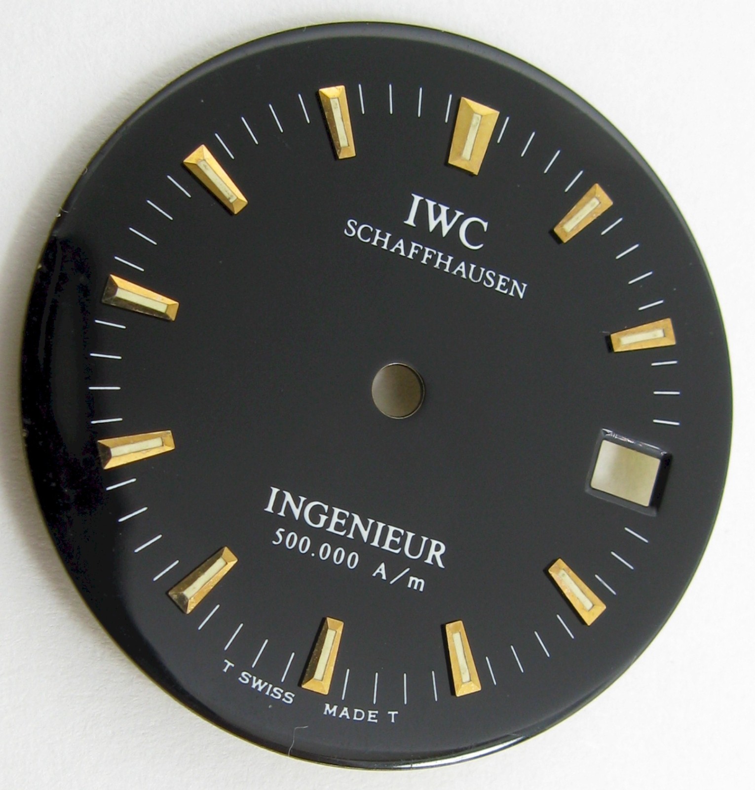 IWC ingenieur black Dial Watch Part: gilt markers & date / diameter 29.2 mm