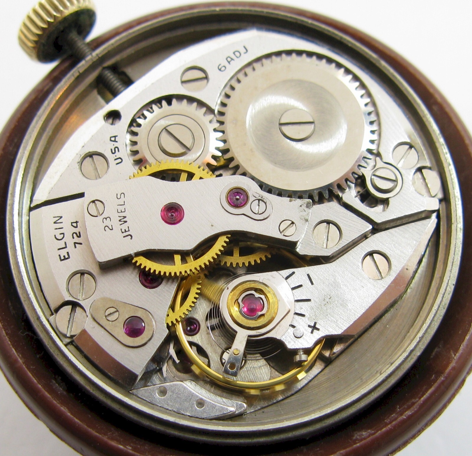 Elgin 724 23 jewels 6 adj. watch movement & dial for parts … sweep second