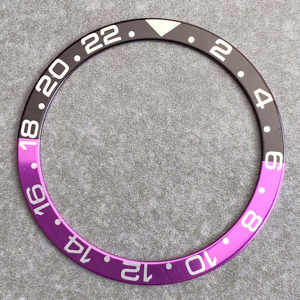 38MM*31.5MM Flat Alloy Ceramic Bezel Insert For NH35 NH34 GMT SKX Diver Watch