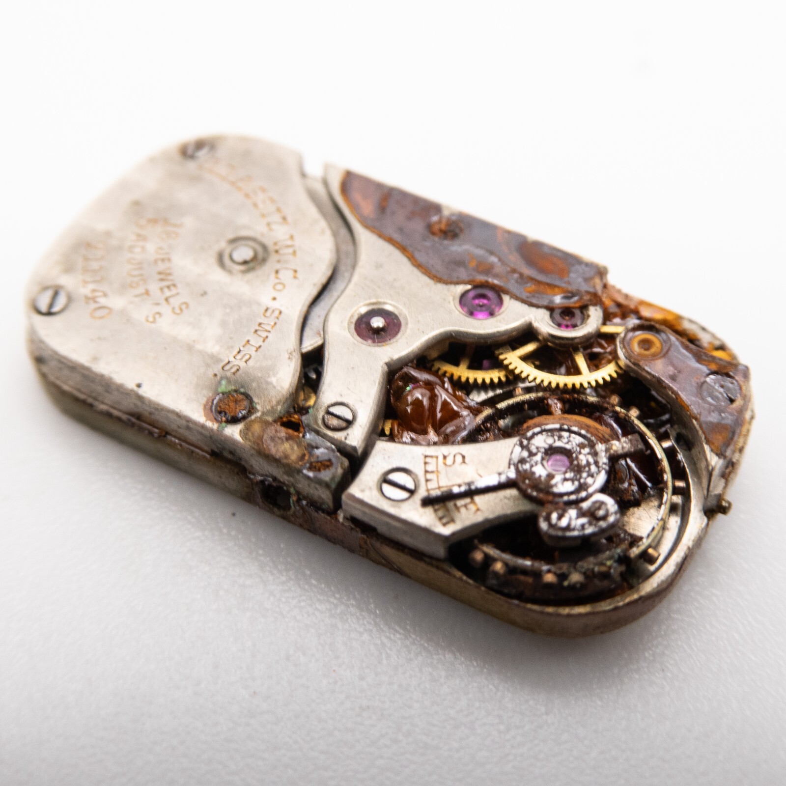 Partial Vintage Agassiz 16-Jewel 5-Adjustment Wristwatch Movement, Parts / Rep