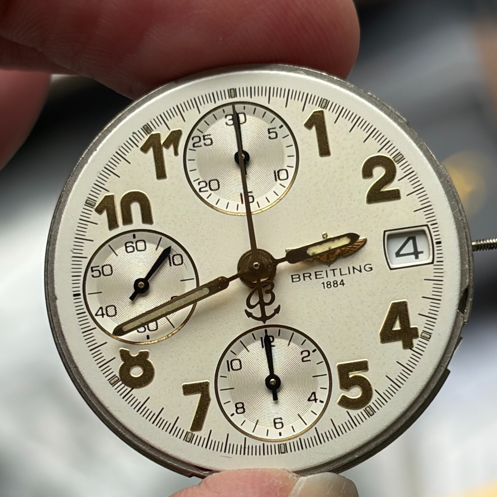 Breitling Valjoux 7750 Chronograph Watch Movement, Dial & Hands (Z185)