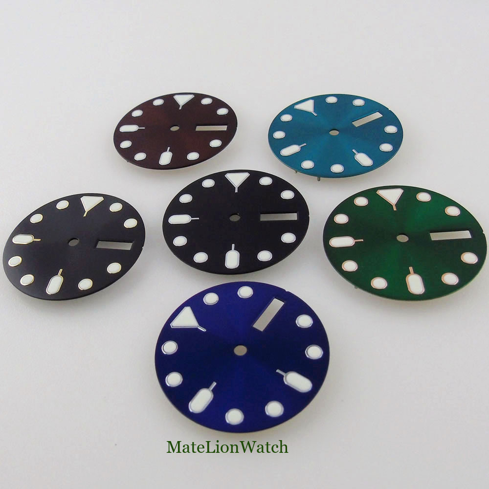 28.5mm Watch Dial Watch Face Fit For NH36/NH36A Automatic Movement Green Lume